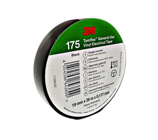 Изолента 3М Temflex 175 огнеупорная ПВХ 19мм х 20м х 0,177 мм ...